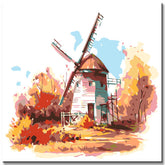 Painting by Numbers Landscape Painting Windmill